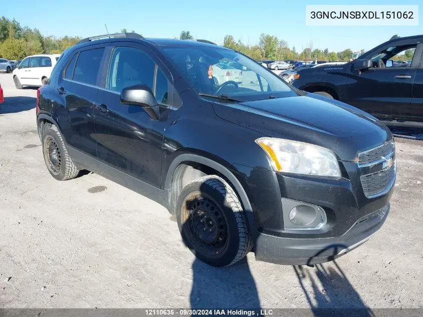 2013 Chevrolet Trax VIN: 3GNCJNSBXDL151062 Lot: 12110635