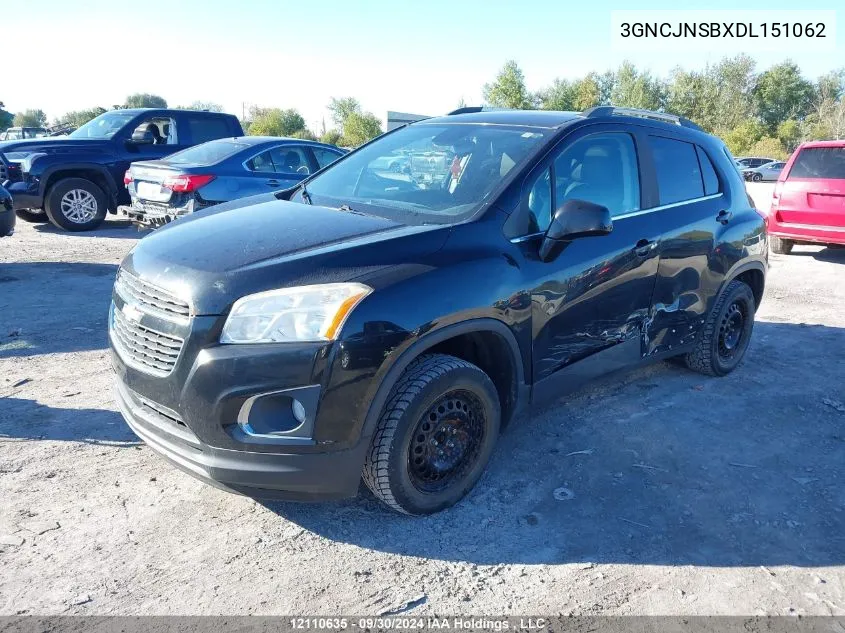 2013 Chevrolet Trax VIN: 3GNCJNSBXDL151062 Lot: 12110635