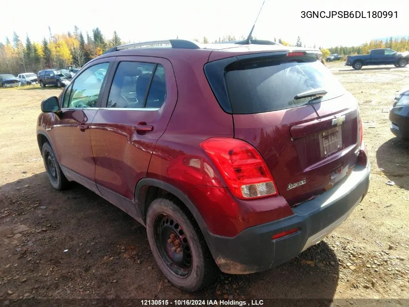 2013 Chevrolet Trax VIN: 3GNCJPSB6DL180991 Lot: 12130515