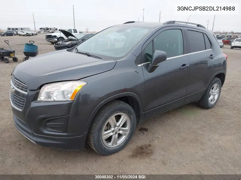 2013 Chevrolet Trax 1Lt VIN: 3GNCJPSB2DL214988 Lot: 30048302