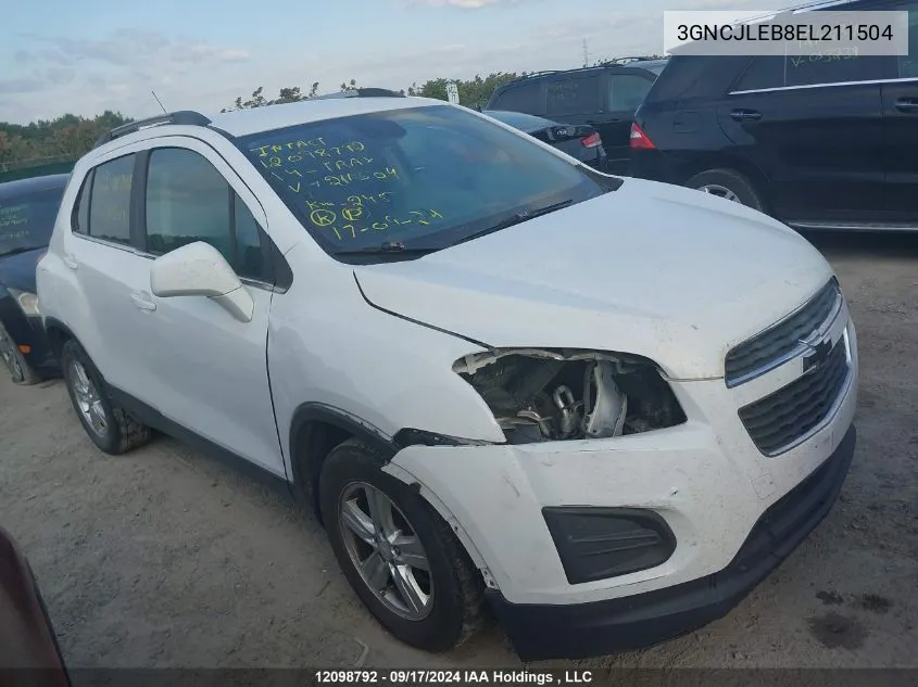 2014 Chevrolet Trax VIN: 3GNCJLEB8EL211504 Lot: 12098792