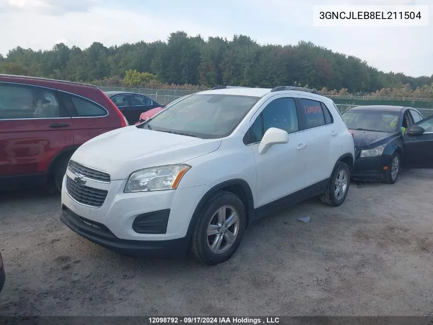 2014 Chevrolet Trax VIN: 3GNCJLEB8EL211504 Lot: 12098792