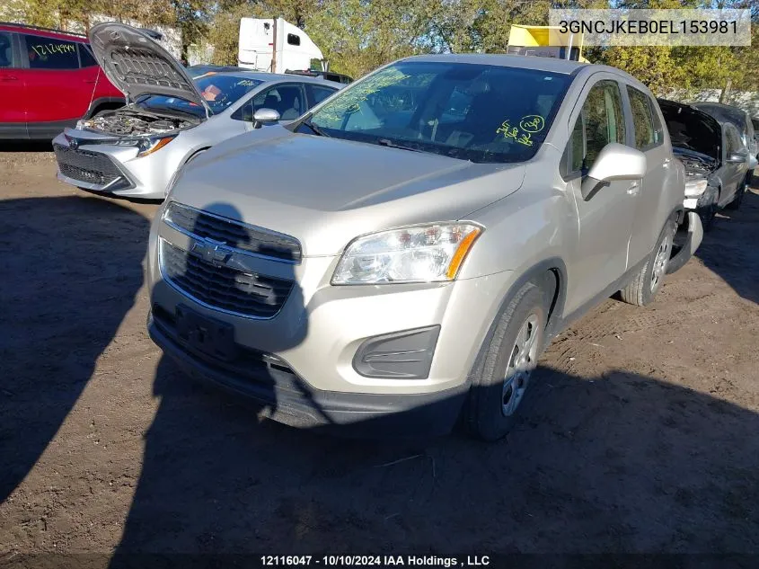 2014 Chevrolet Trax VIN: 3GNCJKEB0EL153981 Lot: 12116047