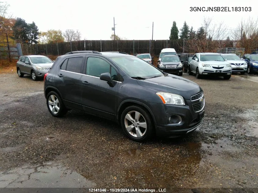 2014 Chevrolet Trax Ltz VIN: 3GNCJNSB2EL183103 Lot: 12141346