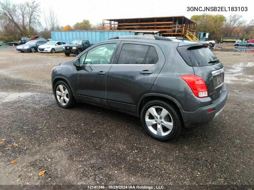 2014 Chevrolet Trax Ltz VIN: 3GNCJNSB2EL183103 Lot: 12141346