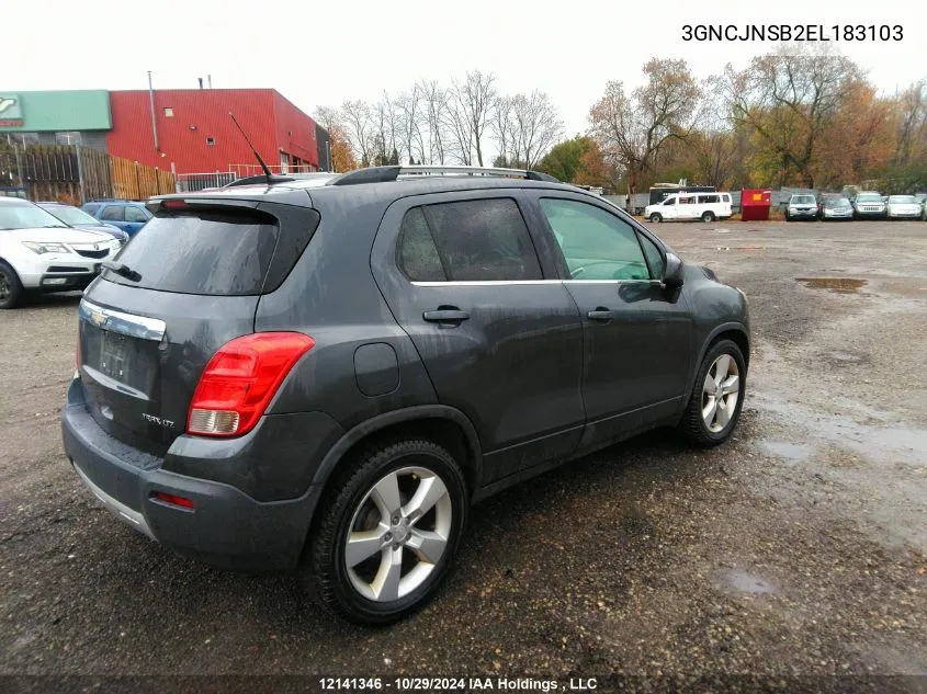 2014 Chevrolet Trax Ltz VIN: 3GNCJNSB2EL183103 Lot: 12141346