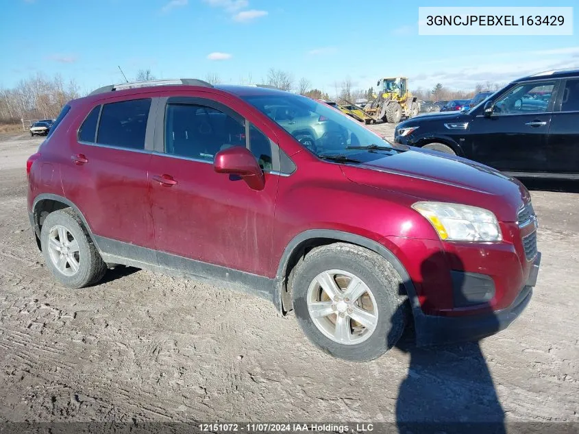 2014 Chevrolet Trax VIN: 3GNCJPEBXEL163429 Lot: 12151072