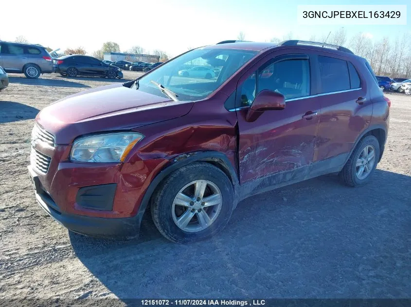 2014 Chevrolet Trax VIN: 3GNCJPEBXEL163429 Lot: 12151072