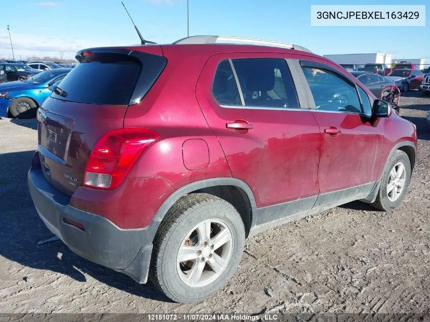 2014 Chevrolet Trax VIN: 3GNCJPEBXEL163429 Lot: 12151072