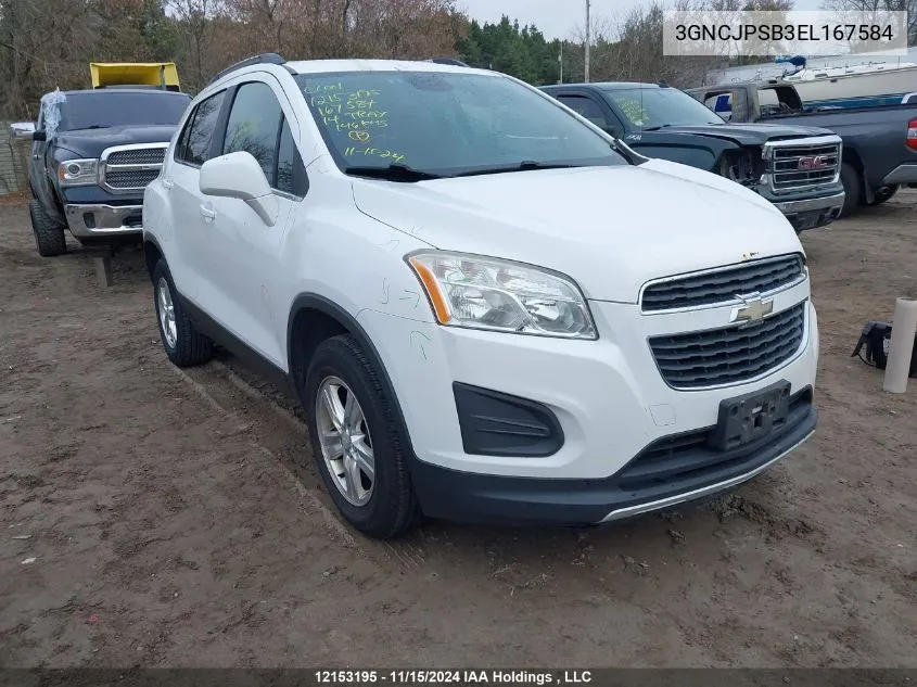 2014 Chevrolet Trax VIN: 3GNCJPSB3EL167584 Lot: 12153195