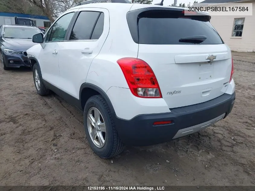 2014 Chevrolet Trax VIN: 3GNCJPSB3EL167584 Lot: 12153195