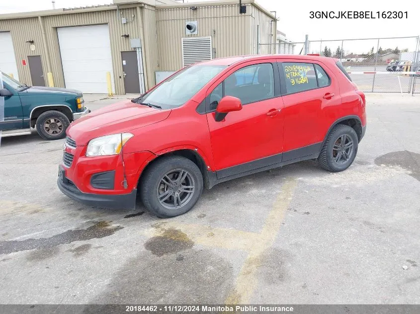 2014 Chevrolet Trax Ls VIN: 3GNCJKEB8EL162301 Lot: 20184462