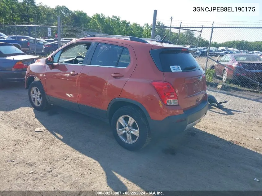 2014 Chevrolet Trax VIN: 3GNCJPEB8EL190175 Lot: 39273887