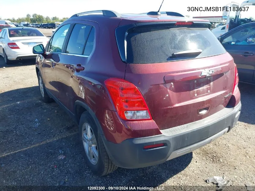 2015 Chevrolet Trax VIN: 3GNCJMSB1FL183637 Lot: 12092300