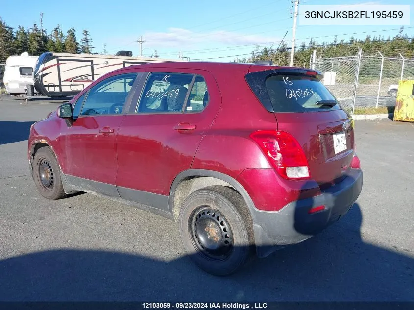 2015 Chevrolet Trax VIN: 3GNCJKSB2FL195459 Lot: 12103059