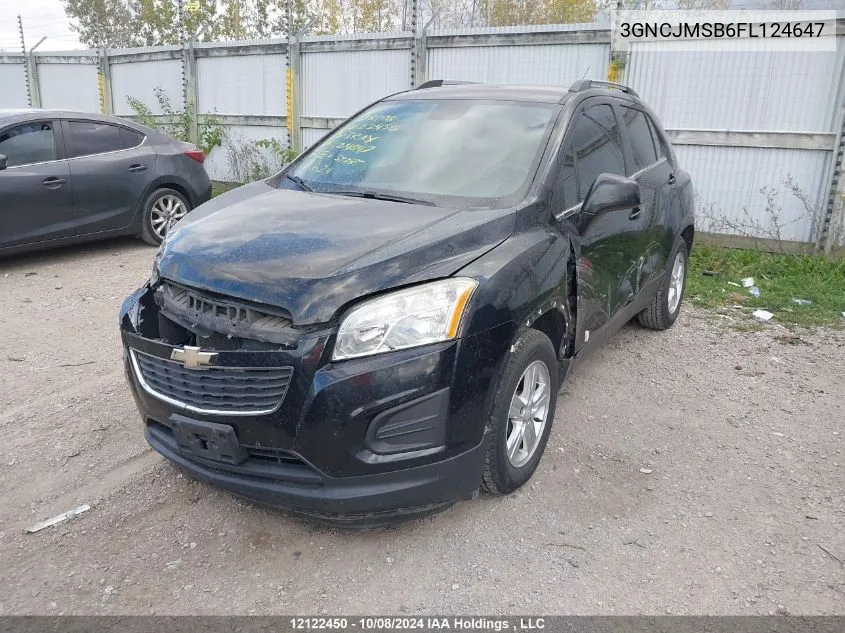 2015 Chevrolet Trax VIN: 3GNCJMSB6FL124647 Lot: 12122450