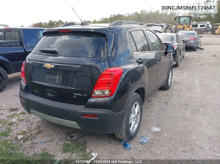 2015 Chevrolet Trax VIN: 3GNCJMSB6FL124647 Lot: 12122450