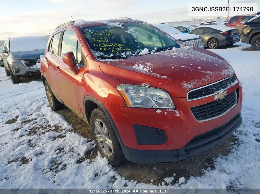 2015 Chevrolet Trax VIN: 3GNCJSSB2FL174790 Lot: 12155325