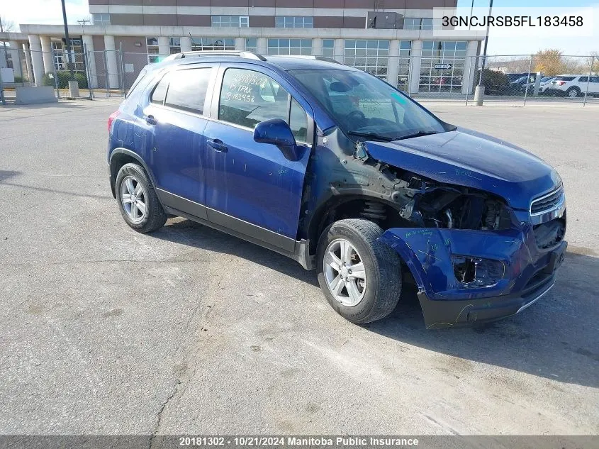 2015 Chevrolet Trax Lt VIN: 3GNCJRSB5FL183458 Lot: 20181302