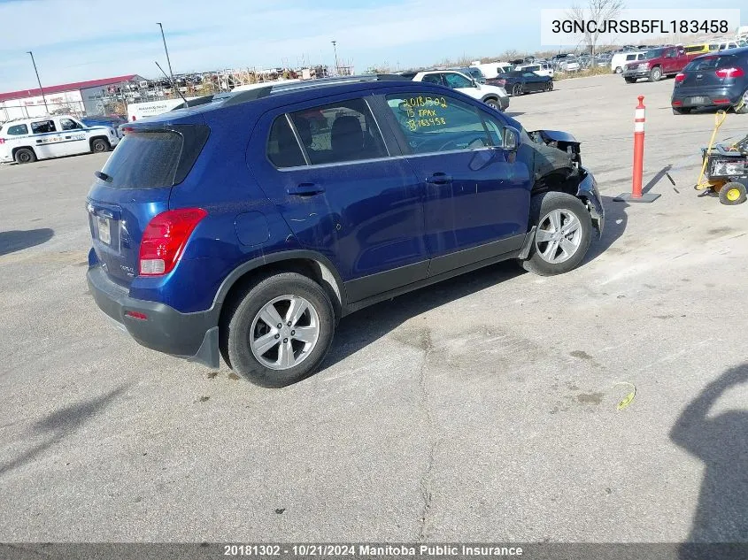 2015 Chevrolet Trax Lt VIN: 3GNCJRSB5FL183458 Lot: 20181302