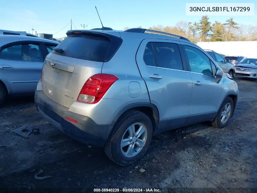 2015 Chevrolet Trax Lt VIN: 3GNCJLSB1FL167299 Lot: 38940239