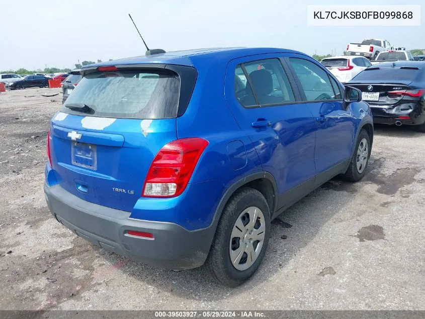 2015 Chevrolet Trax 1Ls VIN: KL7CJKSB0FB099868 Lot: 39503927