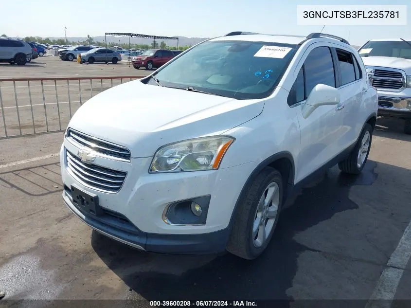 2015 Chevrolet Trax Ltz VIN: 3GNCJTSB3FL235781 Lot: 39600208