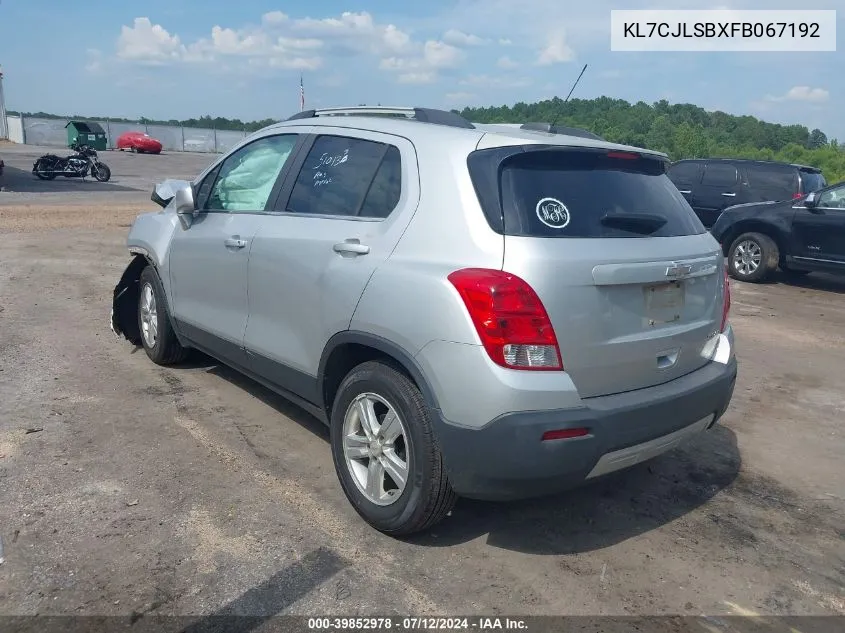 KL7CJLSBXFB067192 2015 Chevrolet Trax Lt