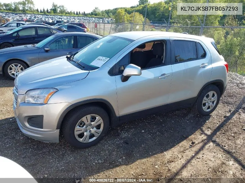 2015 Chevrolet Trax 1Ls VIN: KL7CJKSB7FB057293 Lot: 40026722