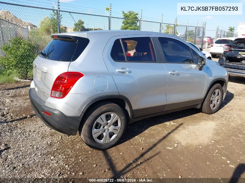 2015 Chevrolet Trax 1Ls VIN: KL7CJKSB7FB057293 Lot: 40026722