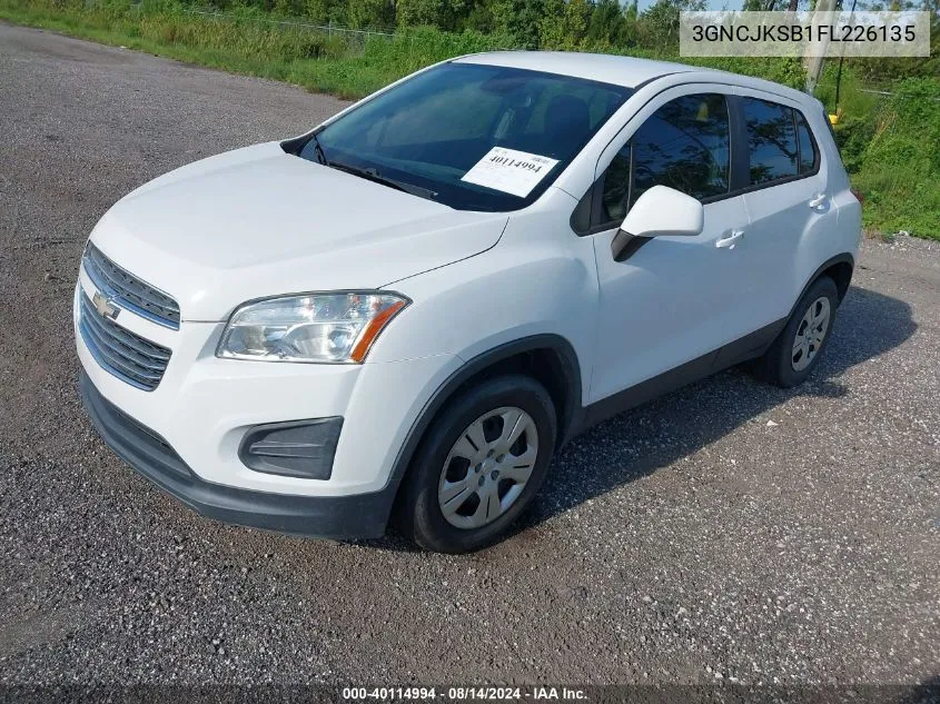 2015 Chevrolet Trax 1Ls VIN: 3GNCJKSB1FL226135 Lot: 40114994