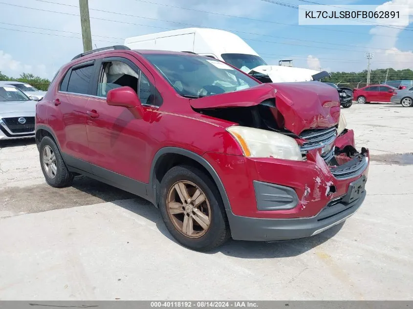 2015 Chevrolet Trax Lt VIN: KL7CJLSB0FB062891 Lot: 40118192