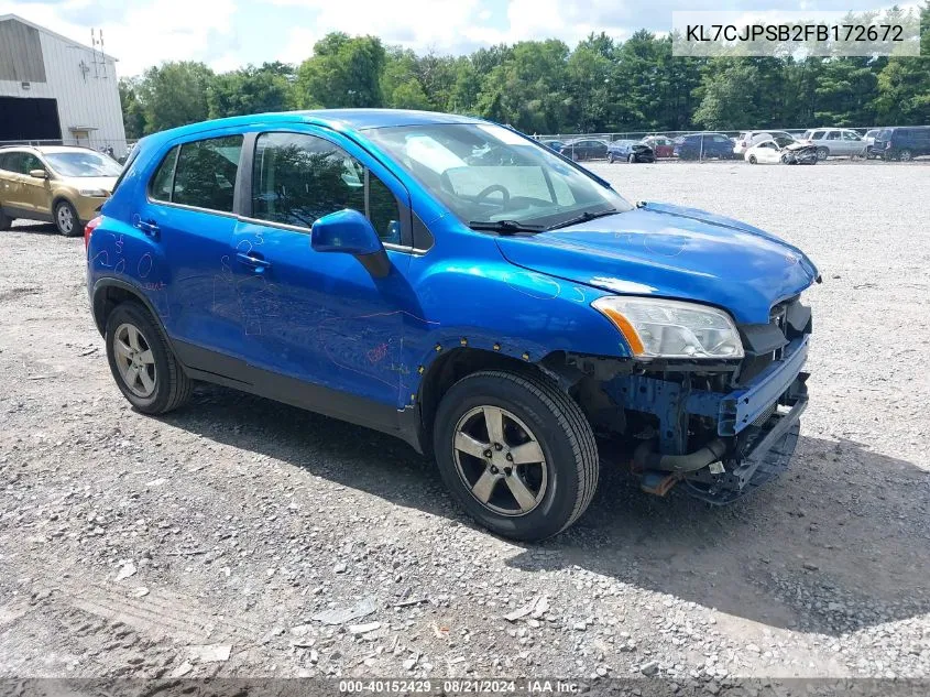 2015 Chevrolet Trax 1Ls VIN: KL7CJPSB2FB172672 Lot: 40152429