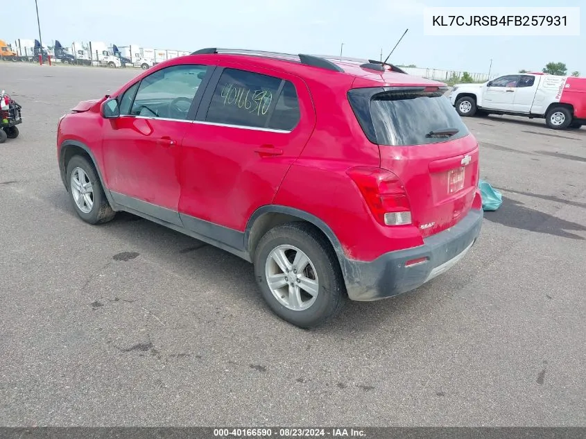 2015 Chevrolet Trax Lt VIN: KL7CJRSB4FB257931 Lot: 40166590