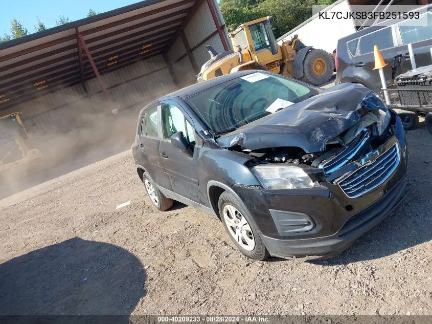 KL7CJKSB3FB251593 2015 Chevrolet Trax 1Ls