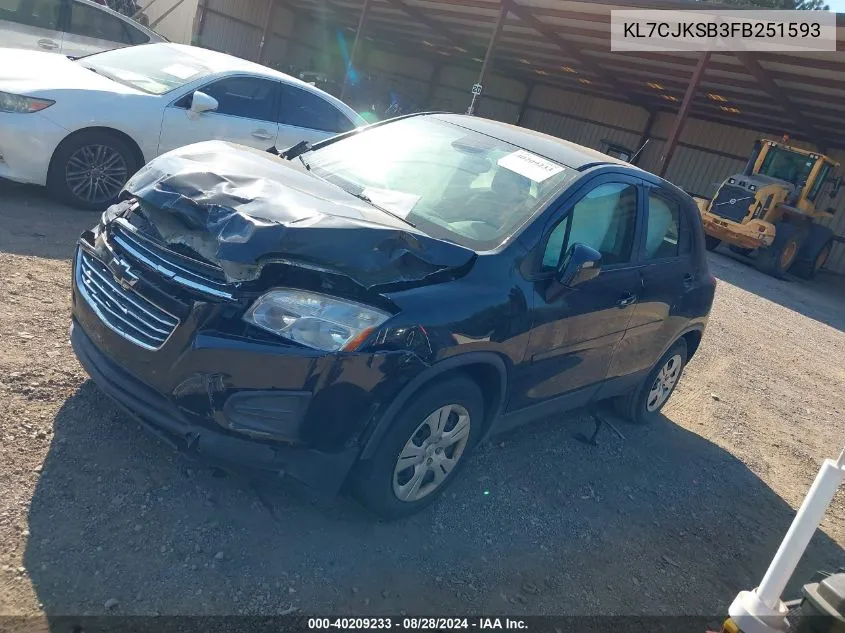 KL7CJKSB3FB251593 2015 Chevrolet Trax 1Ls