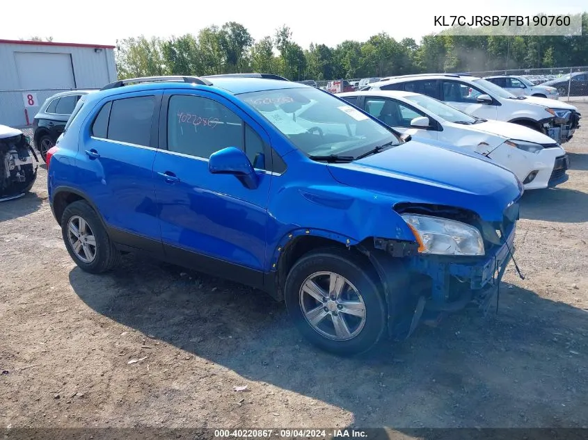 KL7CJRSB7FB190760 2015 Chevrolet Trax 1Lt