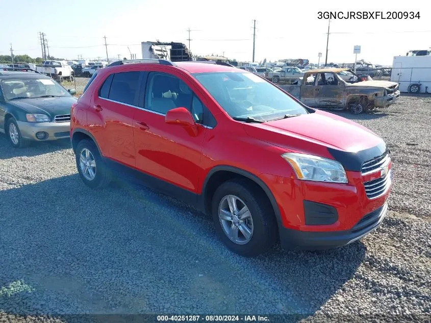 2015 Chevrolet Trax Lt VIN: 3GNCJRSBXFL200934 Lot: 40251287