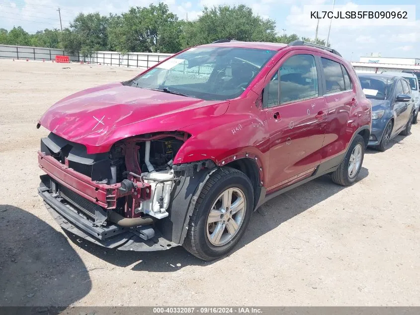 2015 Chevrolet Trax Lt VIN: KL7CJLSB5FB090962 Lot: 40332087