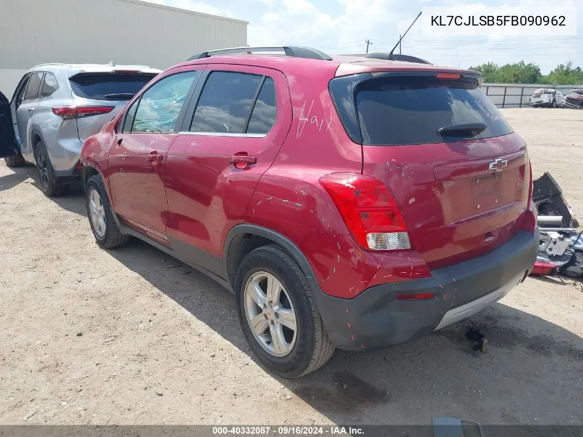 2015 Chevrolet Trax Lt VIN: KL7CJLSB5FB090962 Lot: 40332087