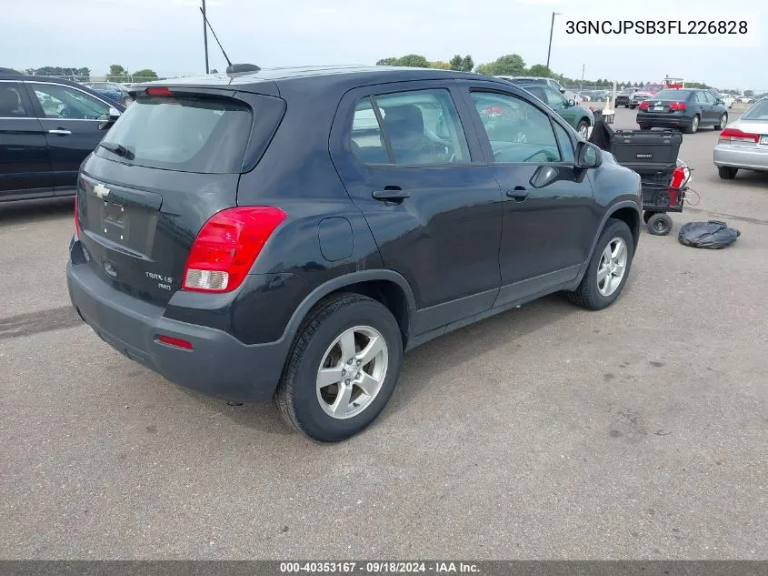 2015 Chevrolet Trax 1Ls VIN: 3GNCJPSB3FL226828 Lot: 40353167