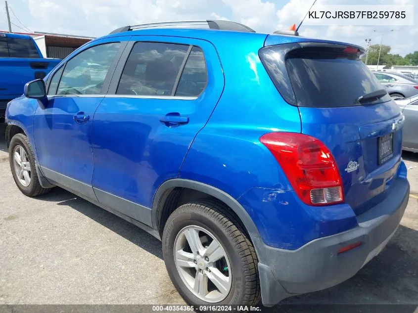 KL7CJRSB7FB259785 2015 Chevrolet Trax Lt