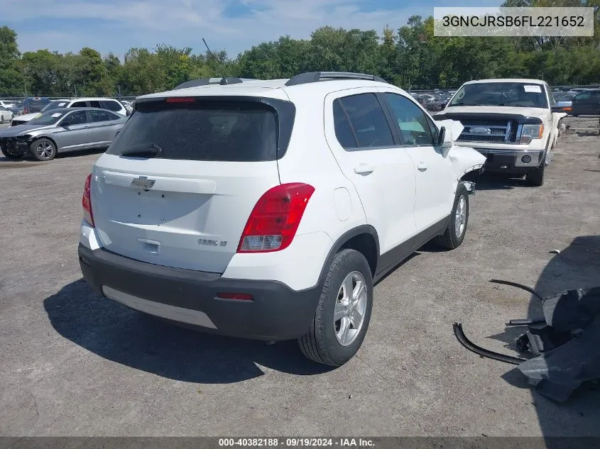 2015 Chevrolet Trax Lt VIN: 3GNCJRSB6FL221652 Lot: 40382188