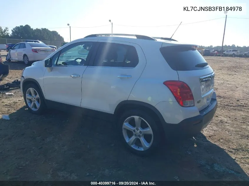 2015 Chevrolet Trax Ltz VIN: KL7CJNSB3FB184978 Lot: 40399716