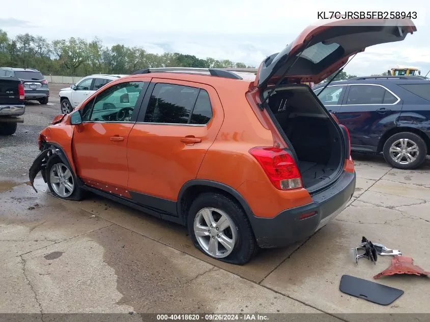 KL7CJRSB5FB258943 2015 Chevrolet Trax Lt