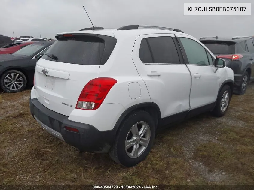 2015 Chevrolet Trax Lt VIN: KL7CJLSB0FB075107 Lot: 40504729