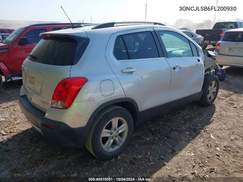 3GNCJLSB6FL200930 2015 Chevrolet Trax Lt