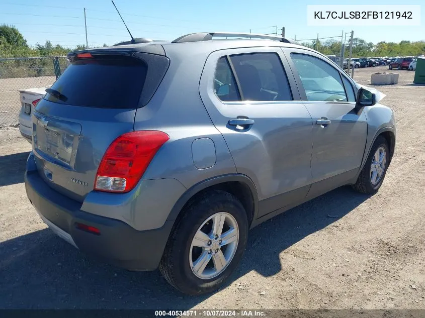 2015 Chevrolet Trax Lt VIN: KL7CJLSB2FB121942 Lot: 40534571