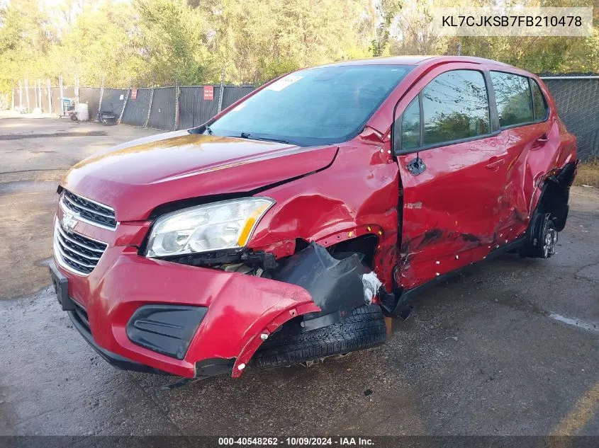 2015 Chevrolet Trax 1Ls VIN: KL7CJKSB7FB210478 Lot: 40548262