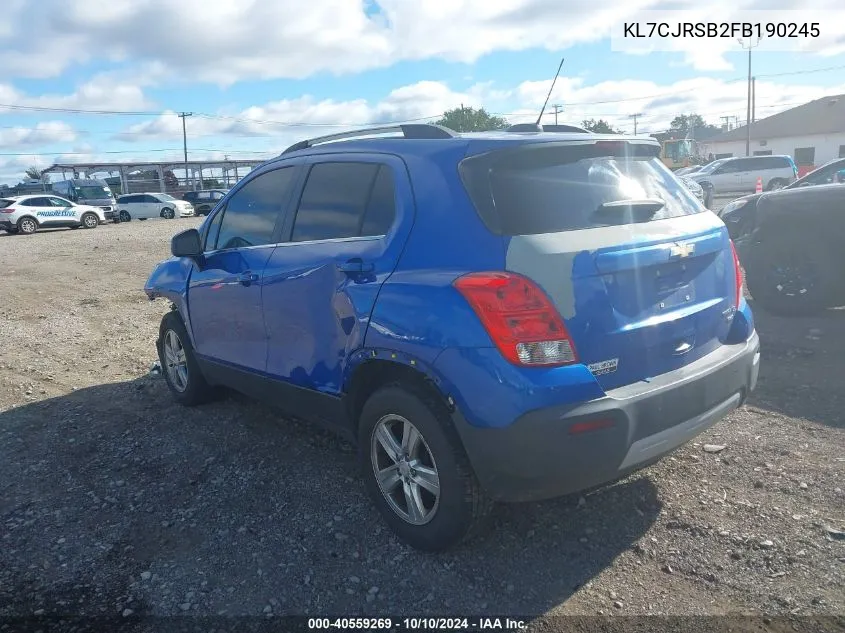 2015 Chevrolet Trax Lt VIN: KL7CJRSB2FB190245 Lot: 40559269